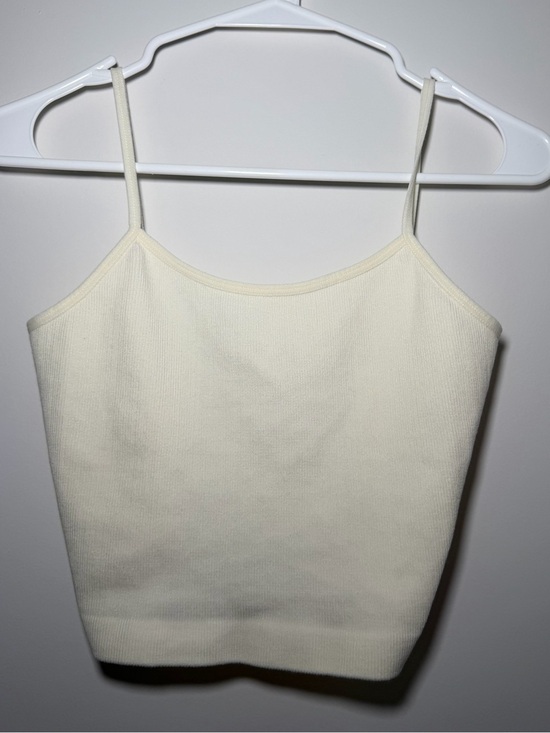 By Together Tops - By Together Seamless Ribbed Cream Cropped Strap Top M/L